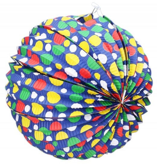 Lampion koule, barevné puntíky, 30cm