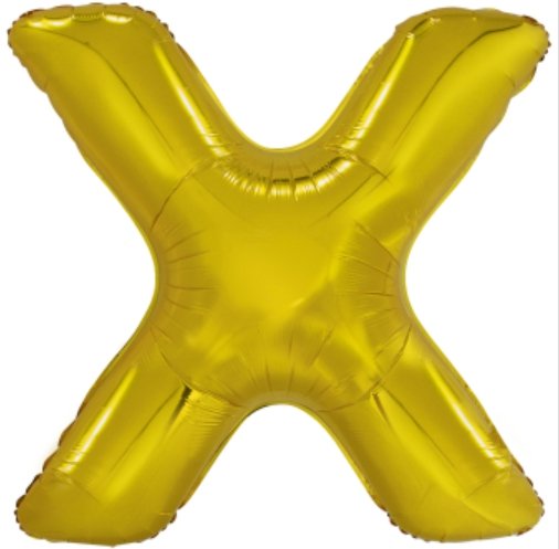 Velký fóliový balónek písmeno X, velikost 86 cm x 81 cm