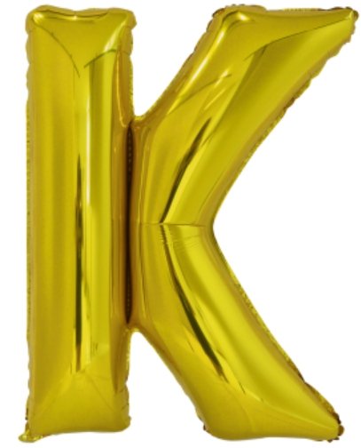 Velký fóliový balónek písmeno K, velikost 85 cm x 63 cm