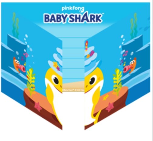 Narozeninové obálky a pozvánky Baby Shark 8ks