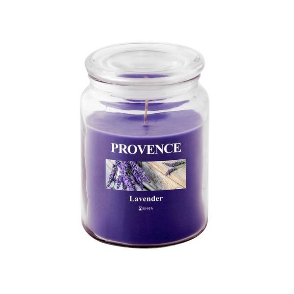 Svíčka ve skle PROVENCE s víčkem 510g, LEVANDULE