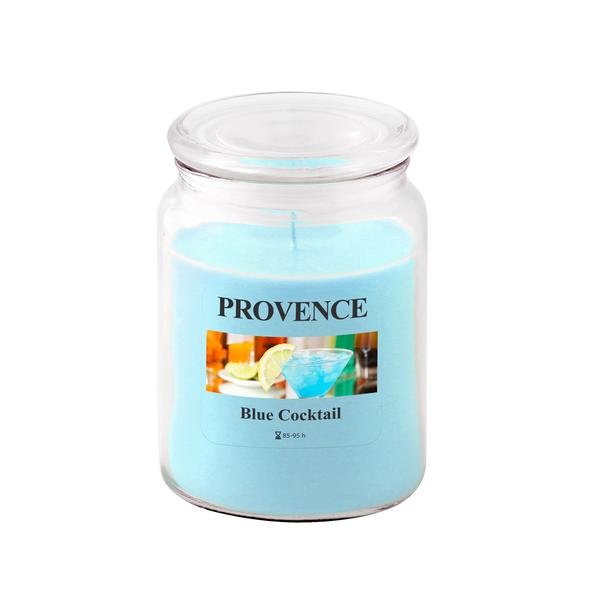 Svíčka ve skle PROVENCE s víčkem 510g, BLUE COCKTAIL