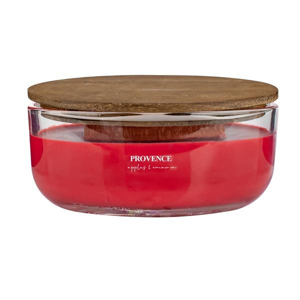 Svíčka ovál PROVENCE Wooden Wick 240g, JABLKO + SKOŘICE