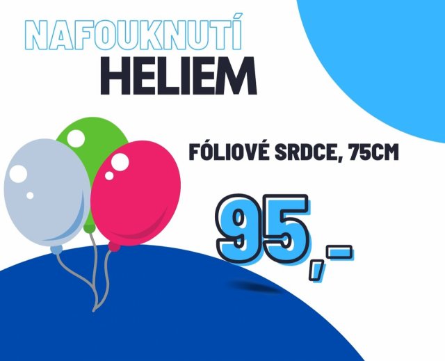 Helium - nafouknutí - fóliové srdce, 75cm