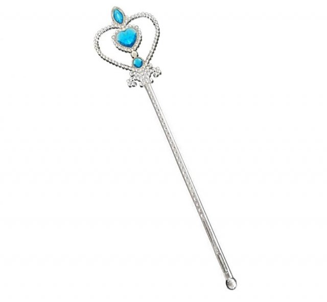 Stříbrná hůlka s modrými kameny, 32 cm