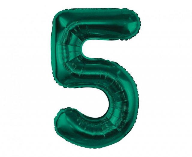 Fóliový balónek číslo 5, lahvově zelený, 85 cm