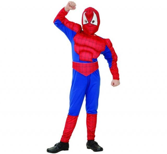 Dětský set / kostým Spider Hero se svaly, velikost 110/120 cm