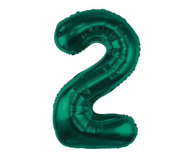 Fóliový balónek číslo 2, lahvově zelený, 85 cm