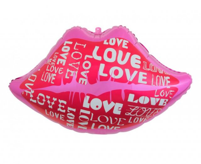 Fóliový balónek Rty / "Lips" s nápisem Love, 62x38 cm