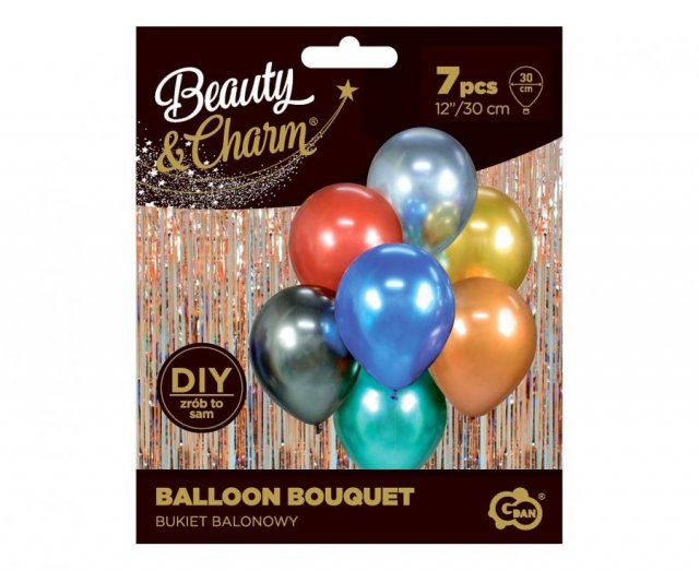 Set balónků DIY, metalický mix barev, 7 ks