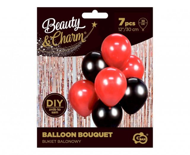 Set balónků DIY, červený a černý mix, 7 ks