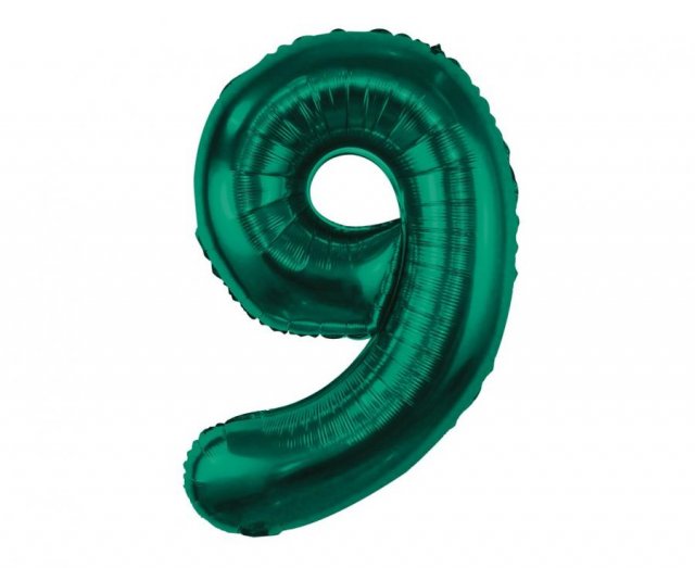 Fóliový balónek číslo 9, lahvově zelený, 85 cm