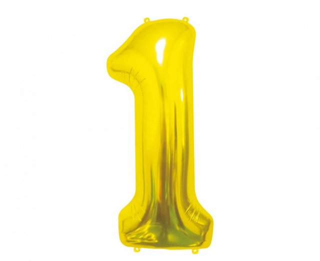 Fóliový balónek číslo 1, zlatý, 85 cm