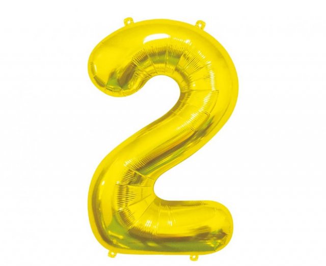 Fóliový balónek číslo 2, zlatý, 85 cm