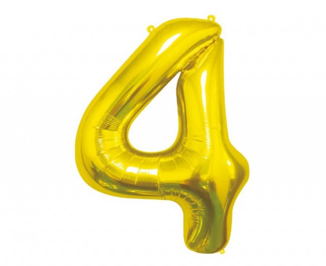 Fóliový balónek číslo 4, zlatý, 85 cm