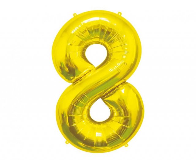 Fóliový balónek číslo 8, zlatý, 85 cm