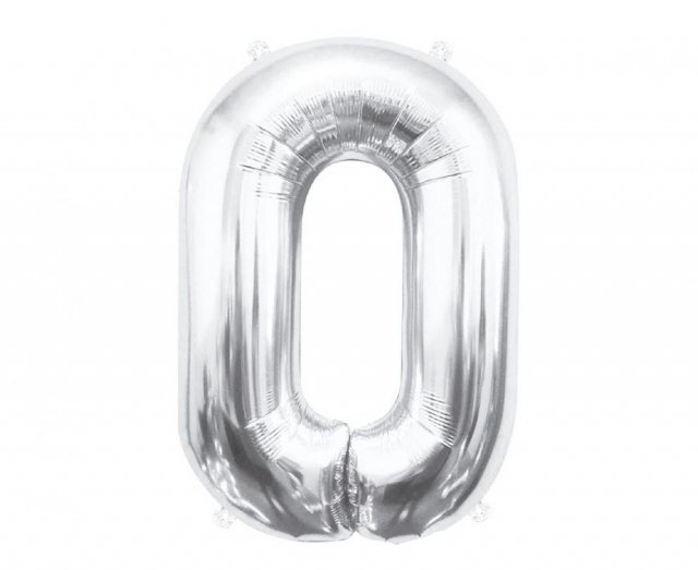 Fóliový balónek číslo 0, stříbrný, 85 cm