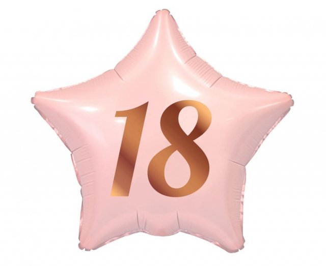 Fóliový balónek 18, růžová hvězda, 48 cm