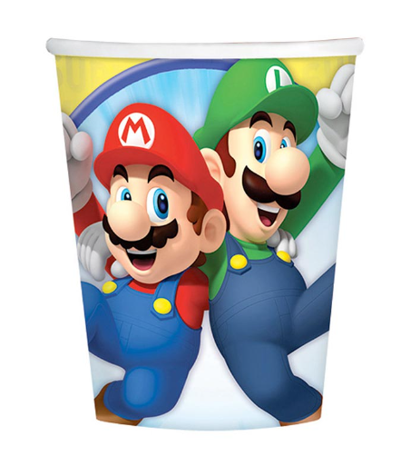 Papírové kelímky "SUPER MARIO" 250ml, 8ks