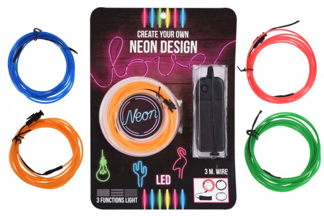 LED neonová páska na tvoření, 3 metry, mix barev
