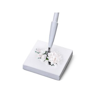 Stojan na pero, bílý + bílá květina