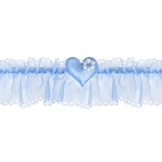 Svatební šifonový podvazek, modrý +srdce
