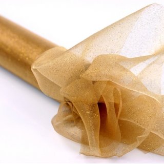Organza se zlatým glitrem, 0.36x9m
