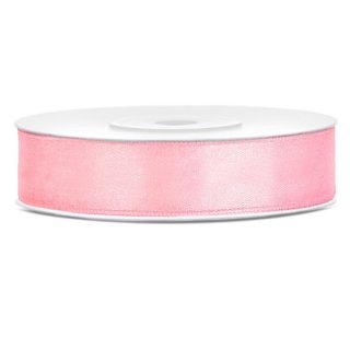 Stuha saténová, světle růžová, 1.2cm/25m