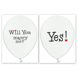Balónek latexový, svatební - Will you mary me? Yes!