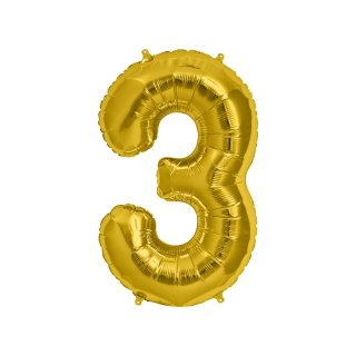 Foliový balónek číslo 3, zlatý, 86 cm
