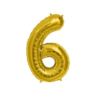 Foliový balónek číslo 6, zlatý, 86 cm