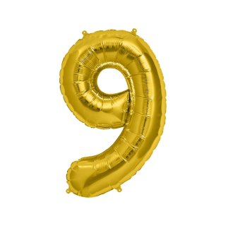 Foliový balónek číslo 9, zlatý, 86 cm