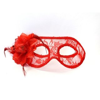Party maska, krajka červená