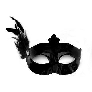 Party maska, s pírkem černá