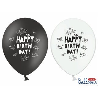 Balónek, Happy Birthday 1 - černý 30cm