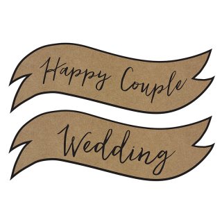 Happy Couple & Wedding - svatební cedulky s nápisem, rustikální
