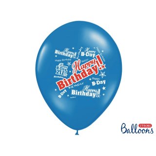 Balónek, Happy Birthday, modrý 30 cm