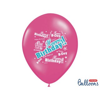 Balonek, Happy Birthday, růžový 30 cm