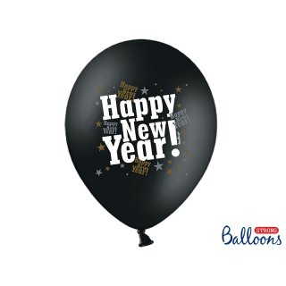 Balonek ,Happy New Year, černý, 30 cm