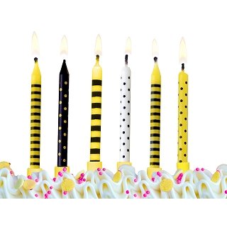 Svíčka narozeniny, puntík proužek žlutá