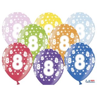 Latexový balónek pro 8. narozeniny, pastelový, mix barev, velikost 30cm (zn. StrongBalloons)