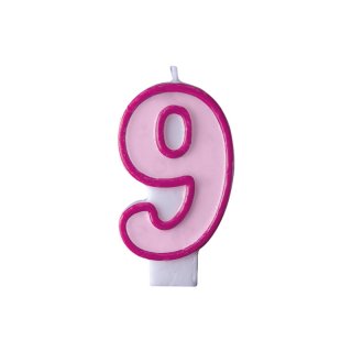 Svíčka narozeniny, číslo 9, růžová