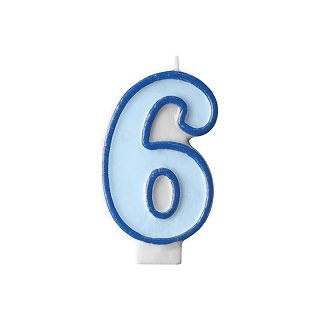 Svíčka narozeniny, číslo 6, modrá