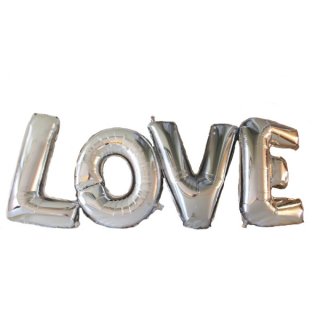 Balónkový nápis LOVE - 105cm, stříbrný