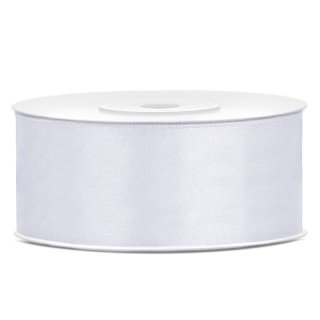 Stuha saténová, bílá, 2.5cm/25m