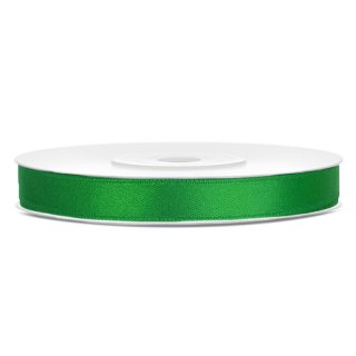 Stuha saténová, smaragdová zelená, 0.6cm/25m