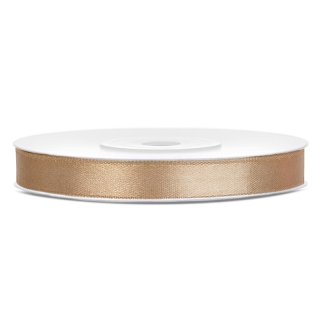 Stuha saténová, světle zlatá, 0.6cm/25m