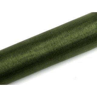Organza, tmavě zelená, zn. PartyDeco, šířka 36 cm / návin 9m