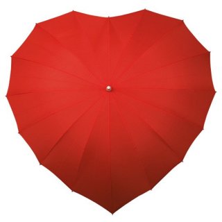 Dámský svatební deštník ve tvaru srdce - červený