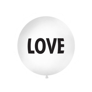 Velký balónek 1m bílý, s černým nápisem "Love"